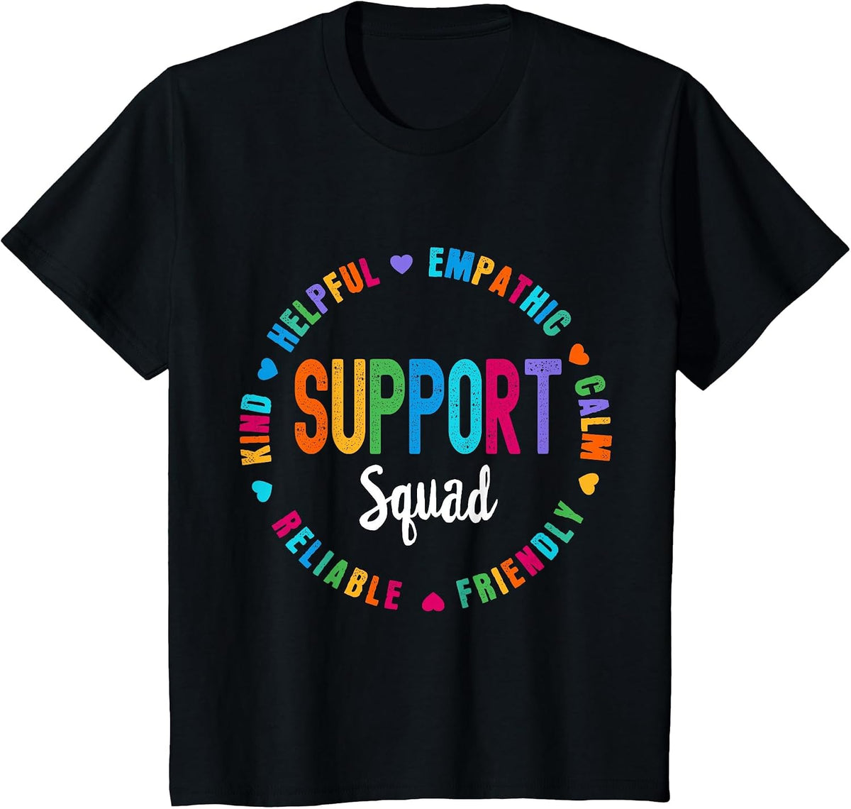 Colorful Support Squad Learning Specialist Sped Resource T-Shirt - Black