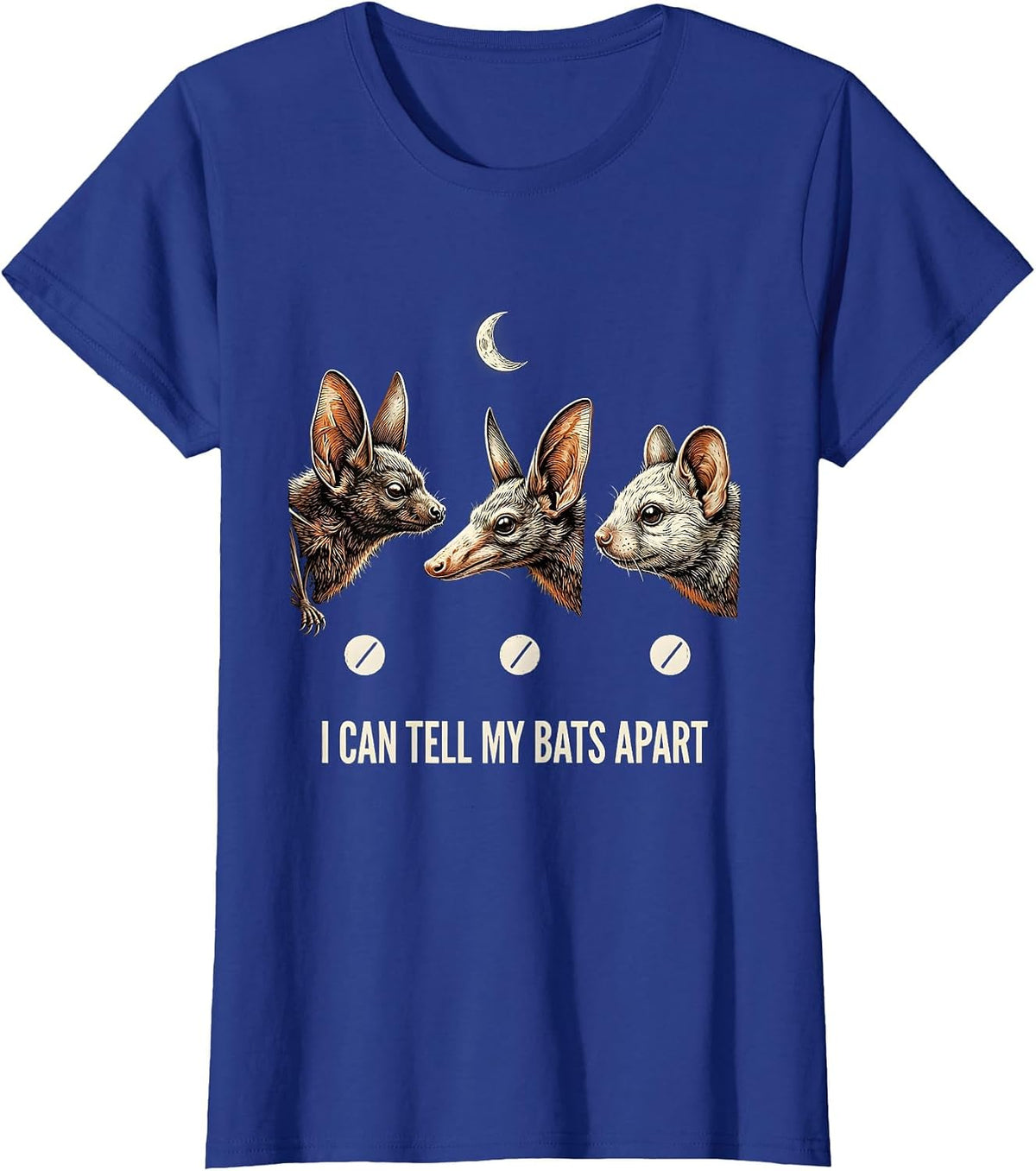 Women's I Can Tell My Bats Apart Vintage Gothic Bat Lover Halloween T-Shirt - Royal Blue