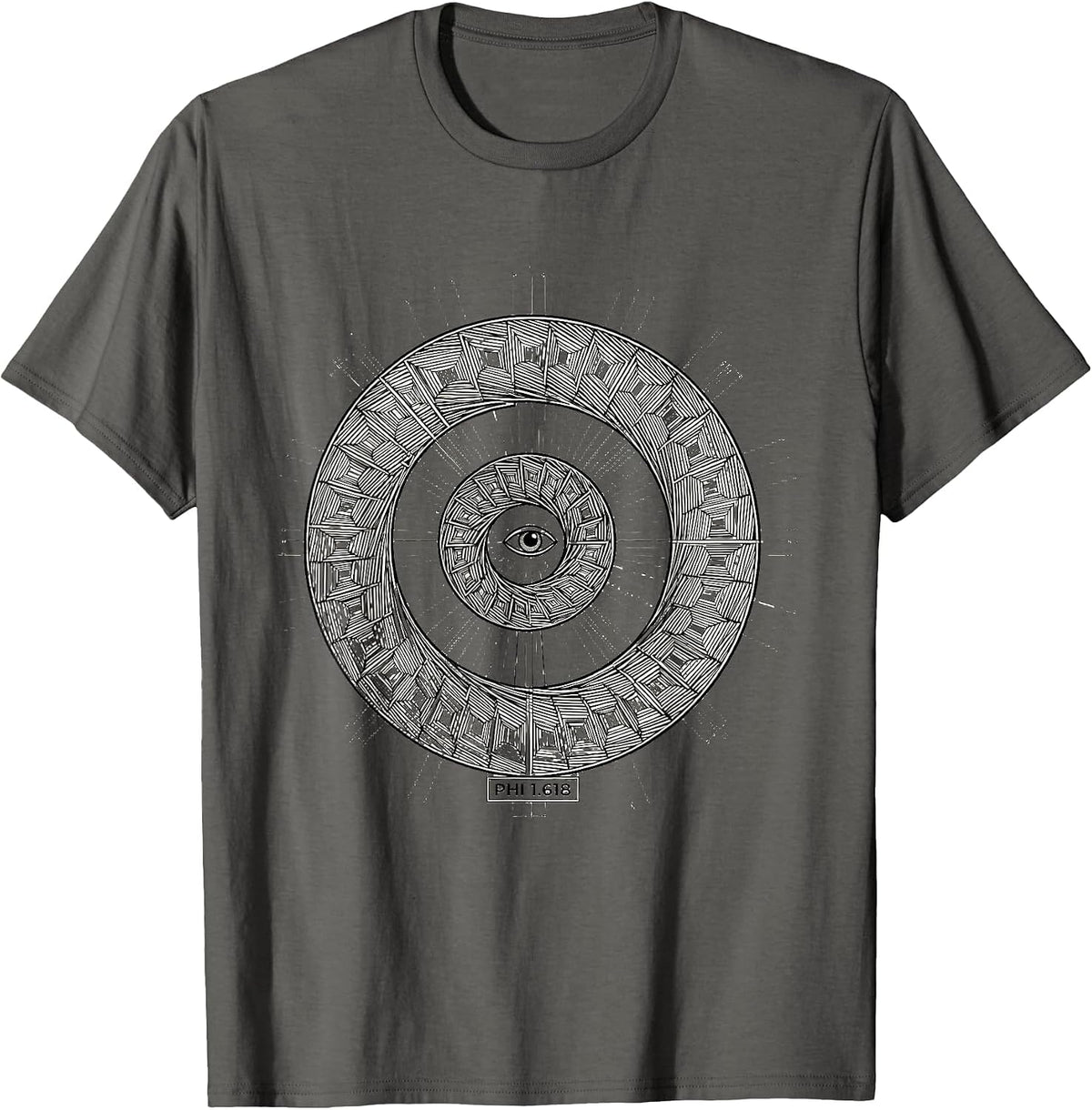 Phi 1.618 Monochromatic Sacred Geometry Math Enthusiast T-Shirt - Asphalt Grey