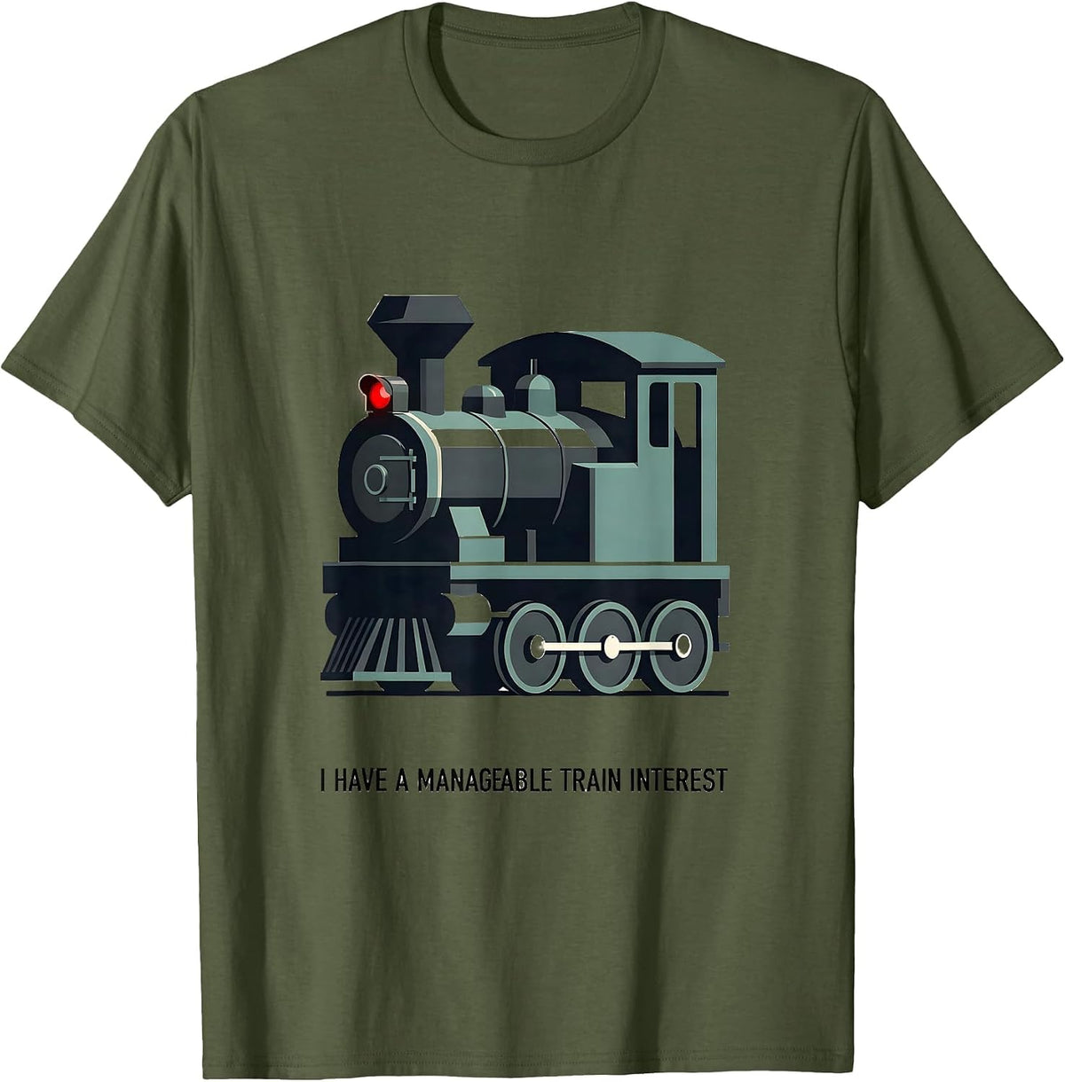 Men's I Have A Manageable Train Interest Funny Train Enthusiast T-Shirt - Olive Green