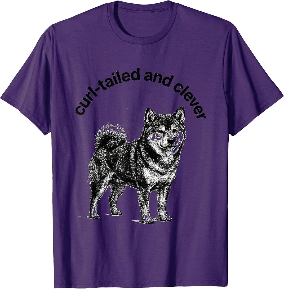 Men's curl-tailed and clever Whimsical Shiba Inu Dog Portrait Pet T-Shirt - Purple