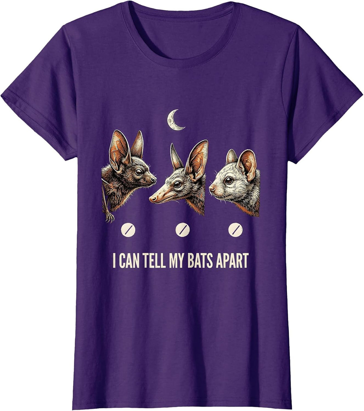 Women's I Can Tell My Bats Apart Vintage Gothic Bat Lover Halloween T-Shirt - Purple