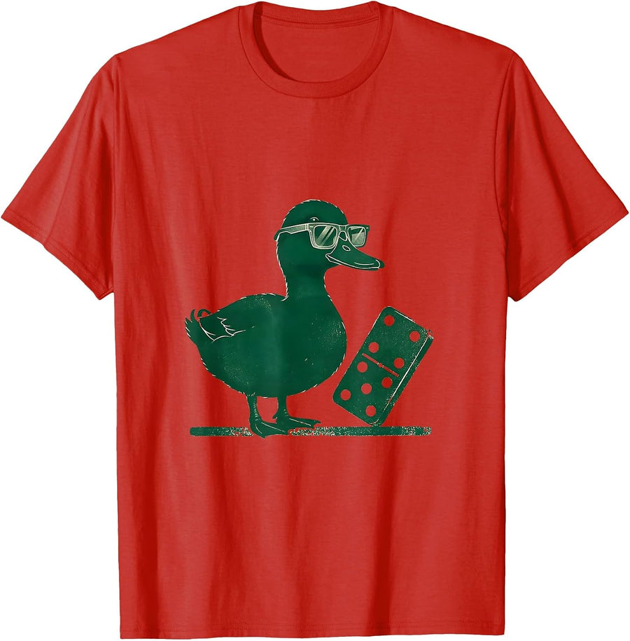 Men's Duck Sunglasses Rubber Stamp Novelty Humor Gift T-Shirt - Red