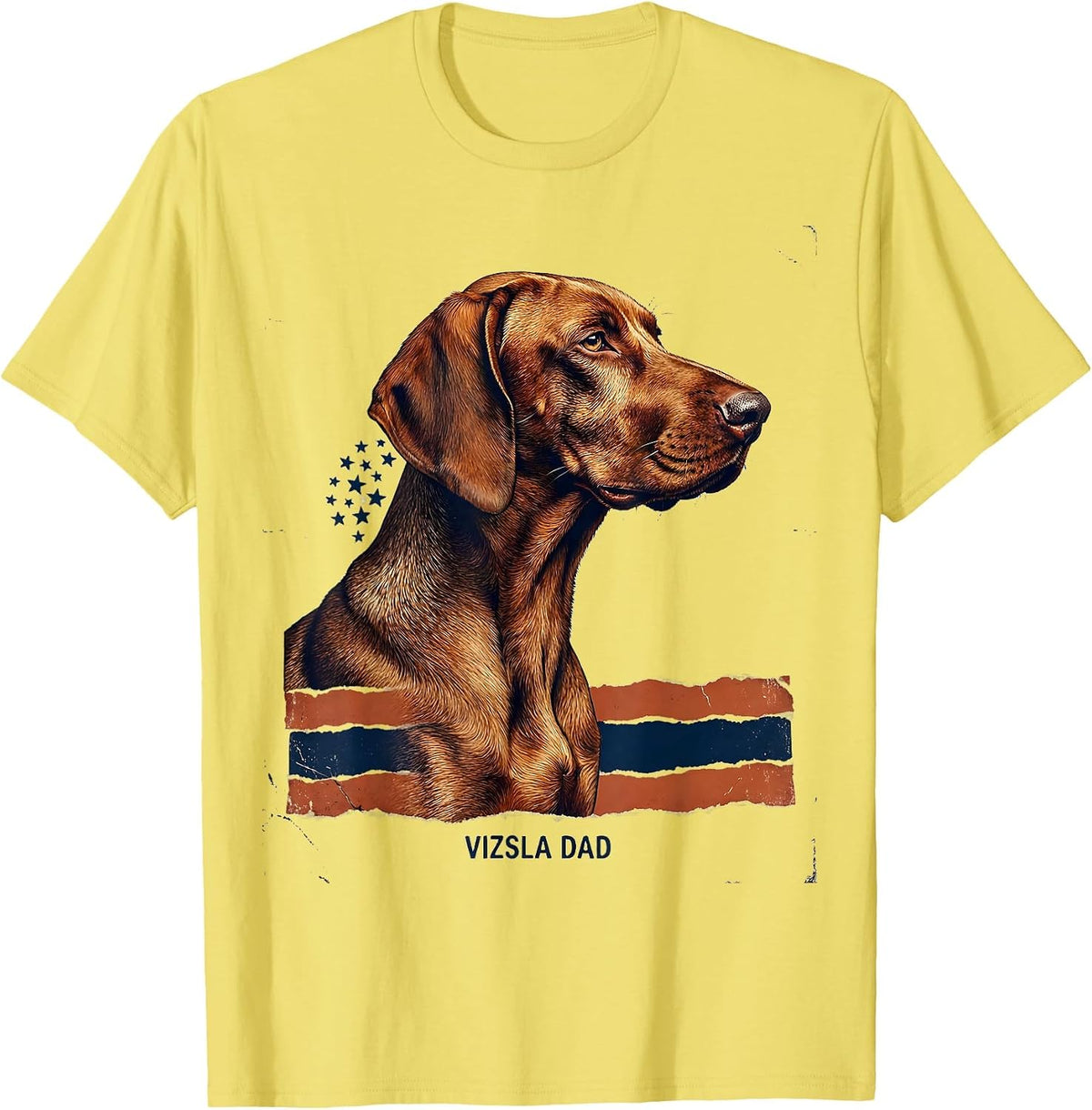 Men's Vizsla Dad Distressed Patriotic Dog Breed Pride 4th Of July T-Shirt - Lemon Yellow