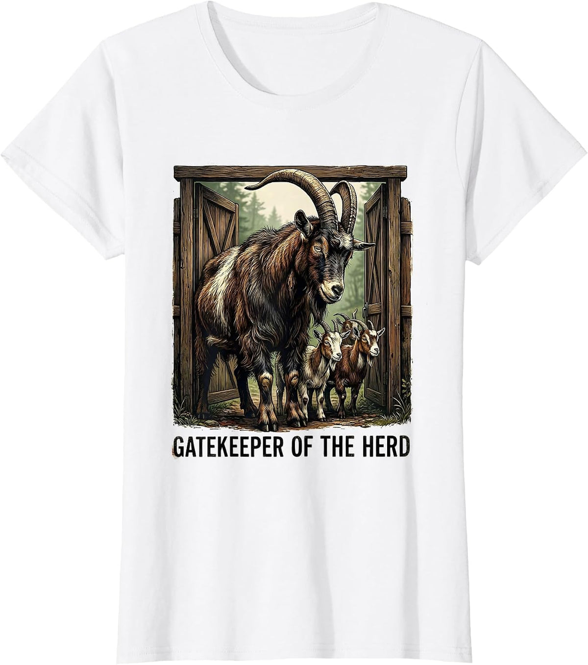 Women's Gatekeeper Of The Herd Vintage Funny Goat Lover Farmer Gift T-Shirt - White