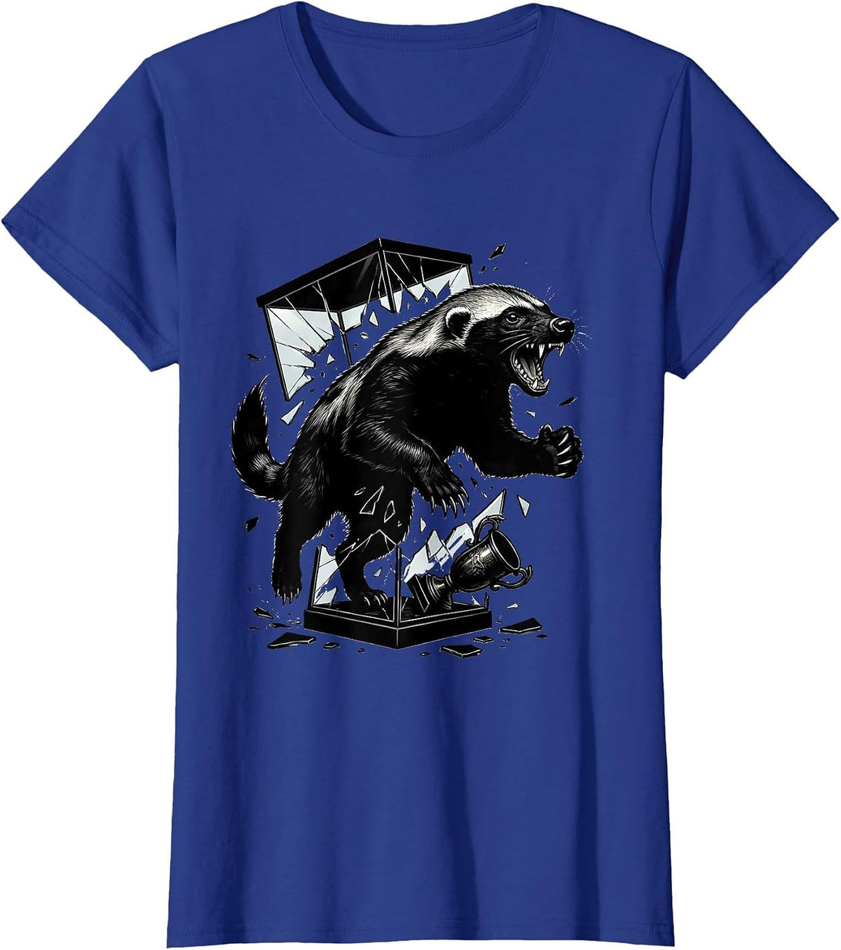 Women's Honey Badger Charge Silhouette Fearless Attitude Humor T-Shirt - Royal Blue