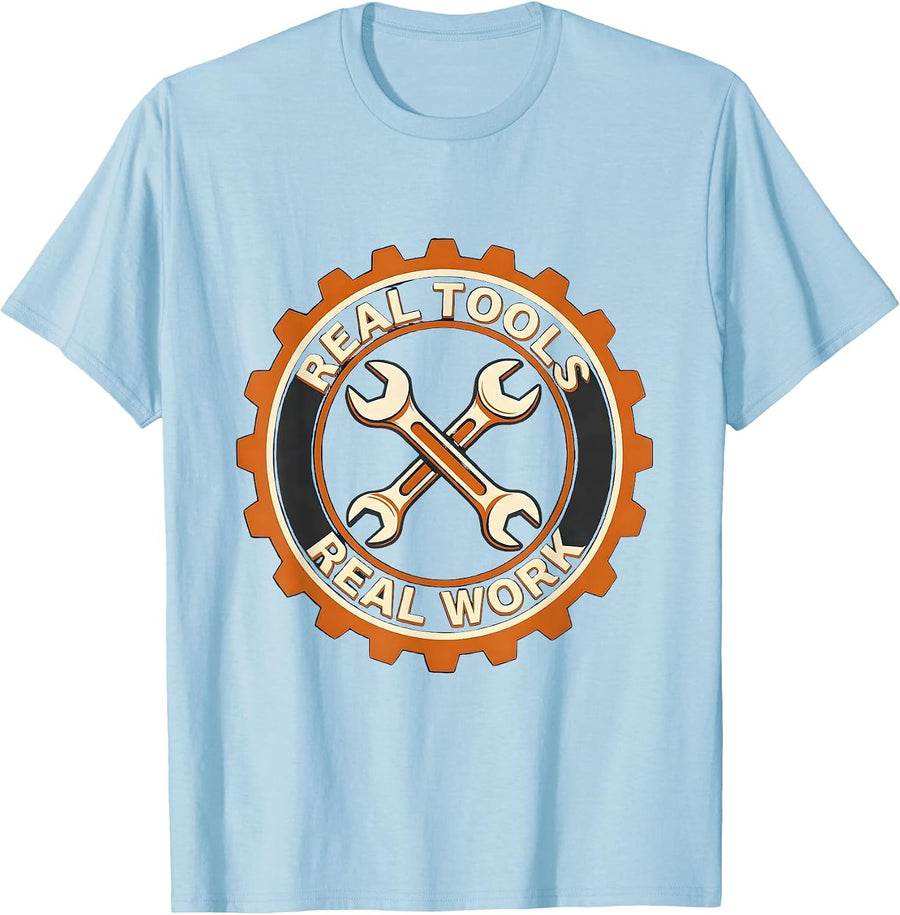 Men's Real Tools Real Work Mechanic Design T-Shirt - Baby Blue