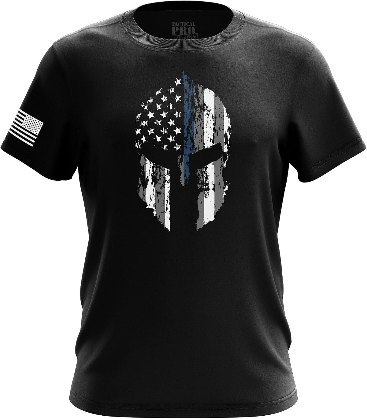 Blue Line Men’s Short Sleeve Cotton Patriotic T-Shirt Made in USA - Spartan Blue Line