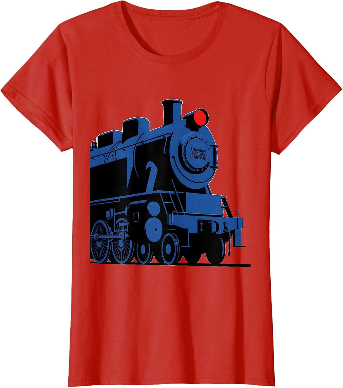 I Maintain A Modest Train Habit Geometric Locomotive Humor T-Shirt - Red
