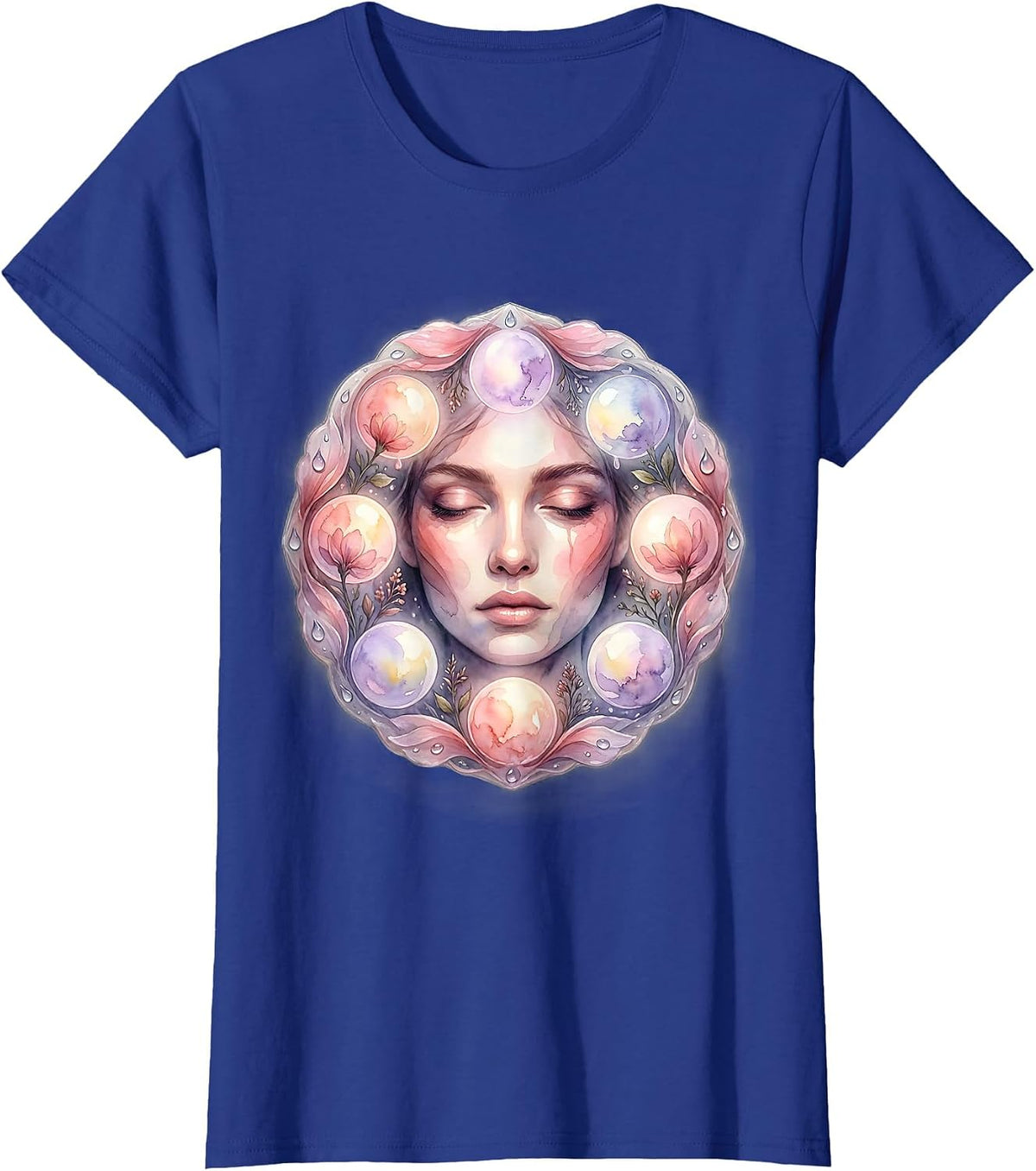 Women's K-Beauty Skincare Routine Illustration T-Shirt - Royal Blue