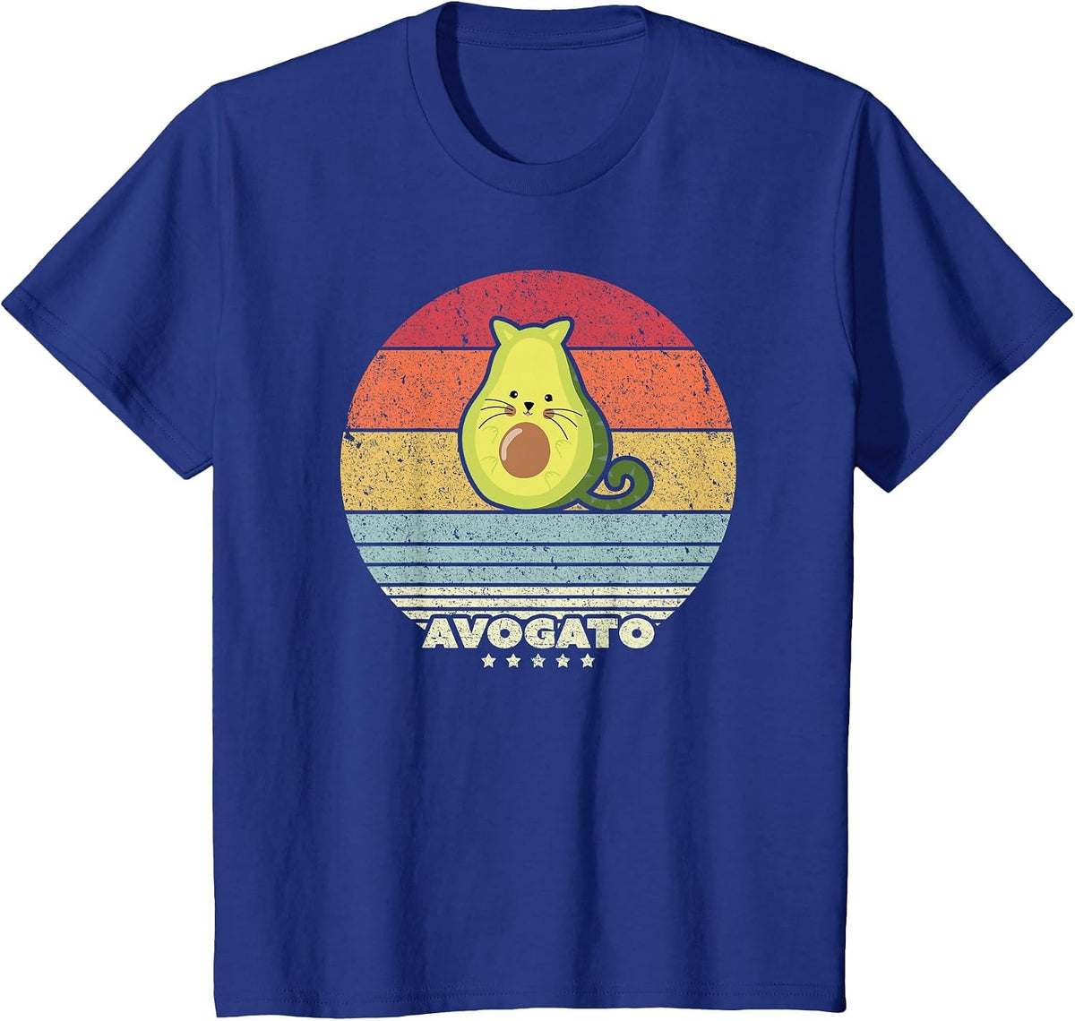 Avogato, Retro Cat Avocado, Cinco De Mayo T-Shirt - Royal Blue