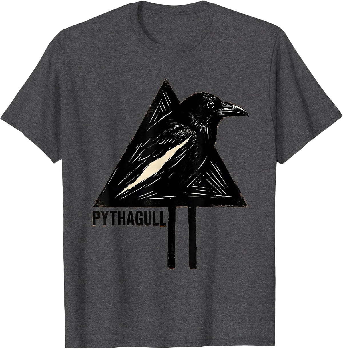 Pythagull Triangle Bird Pun Funny Math Teacher Humor T-Shirt - Dark Heather Grey