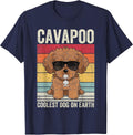 Cavapoo Dog with Sunglasses, Vintage Cavapoo T-Shirt - Navy Blue