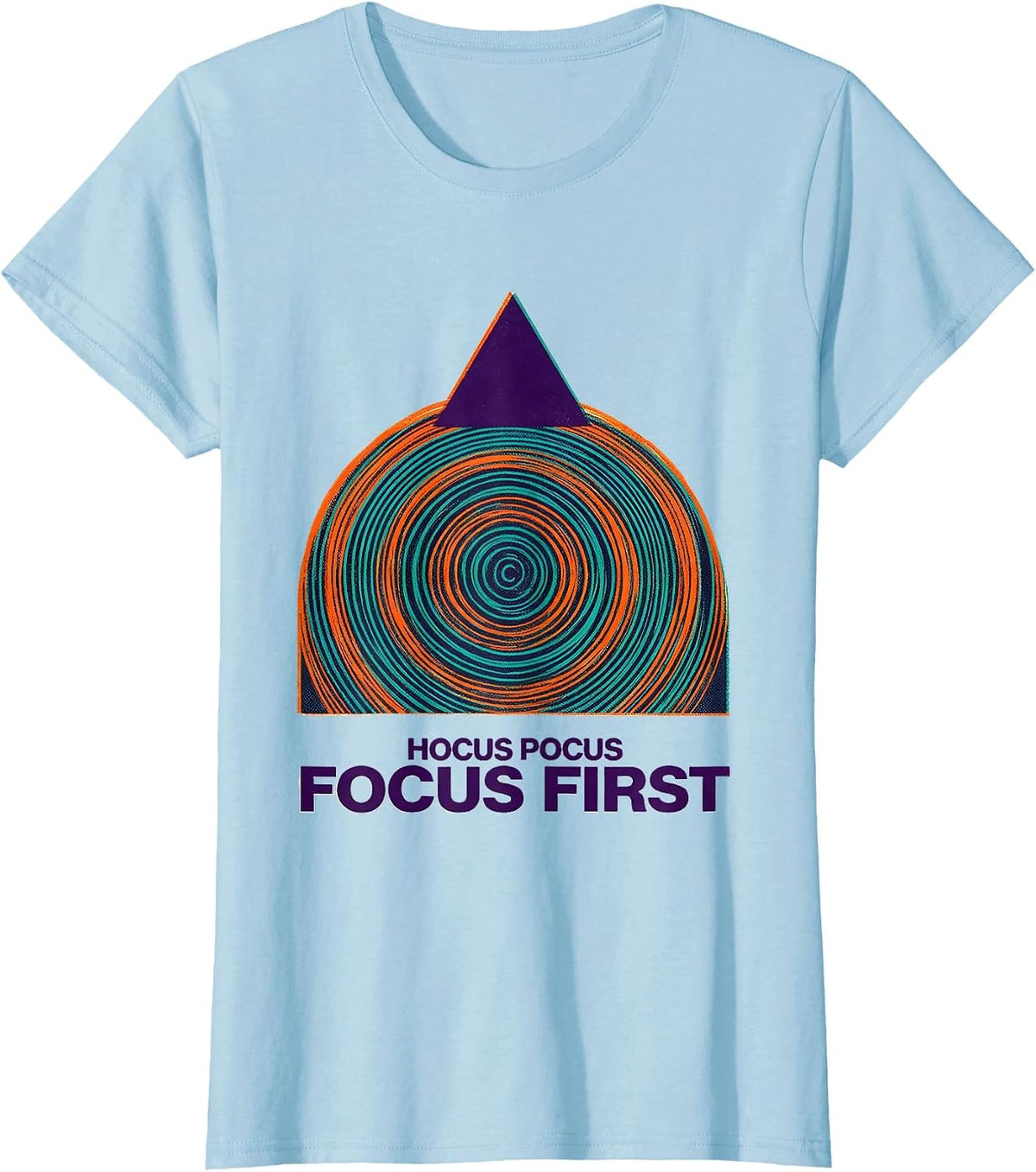 Hocus Pocus Focus First Risograph Funny Teacher Halloween T-Shirt - Baby Blue