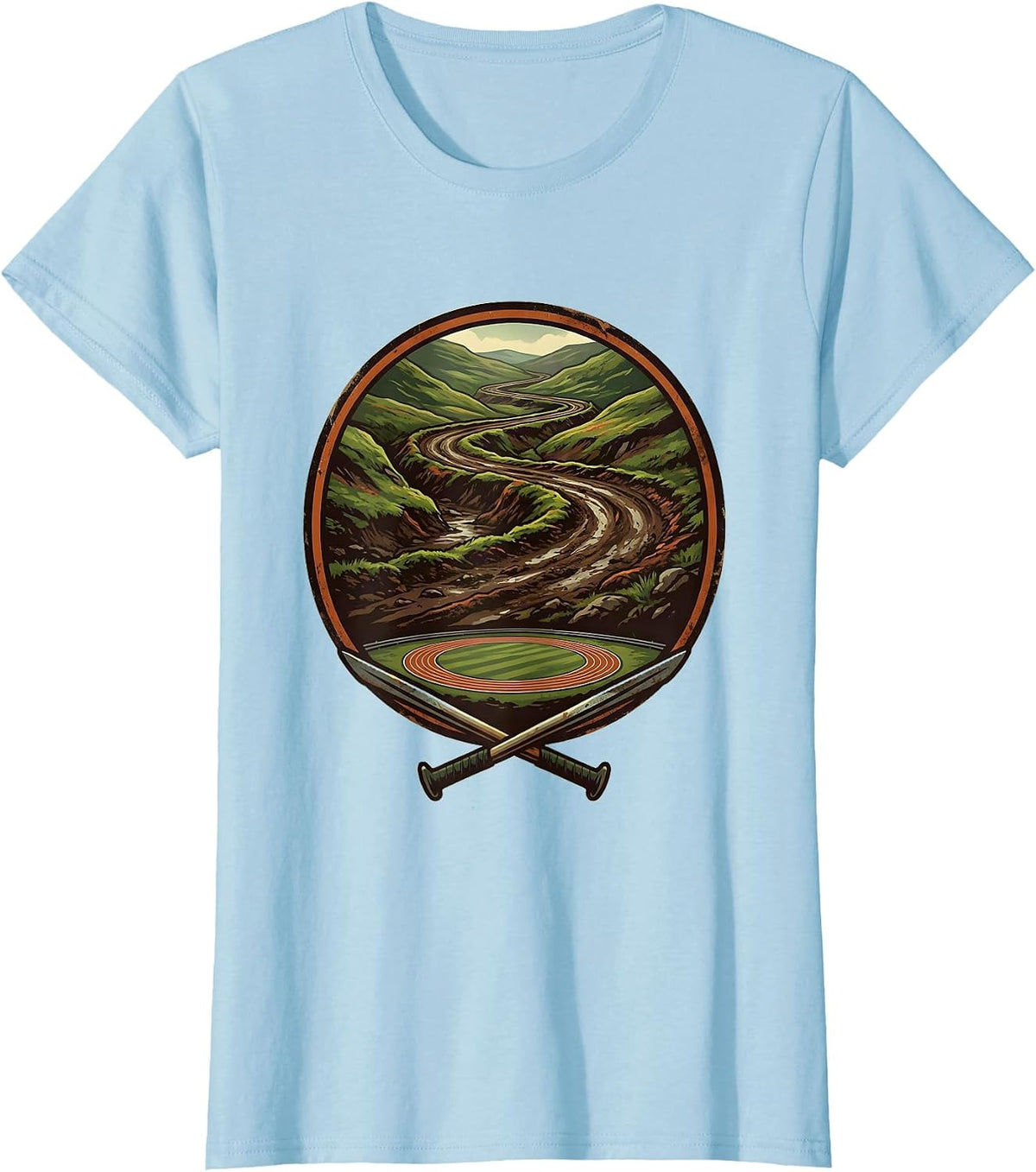 Women's Sealed Cross Country Loop Vintage Runner Team Gift T-Shirt - Baby Blue