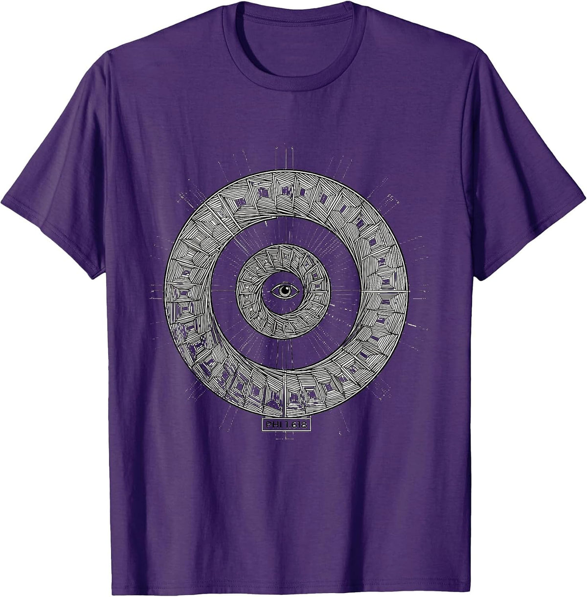 Phi 1.618 Monochromatic Sacred Geometry Math Enthusiast T-Shirt - Purple