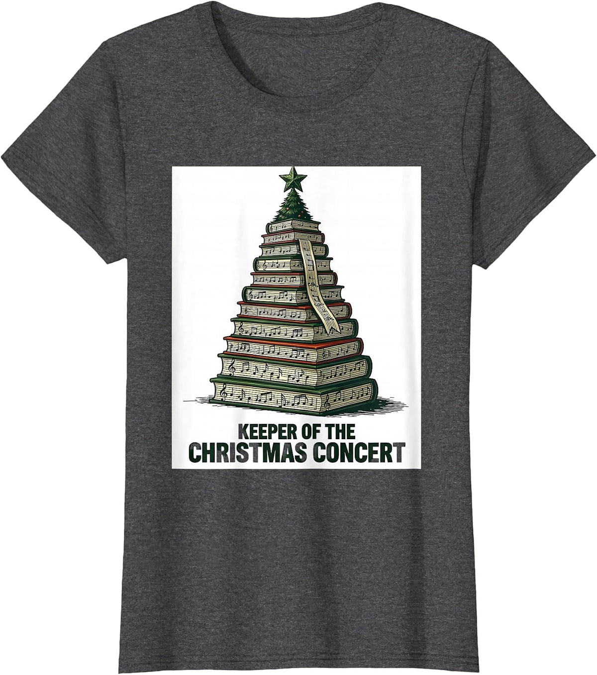 Women's Keeper Of The Christmas Concert Festive Music Teacher Gift T-Shirt - Dark Heather Grey