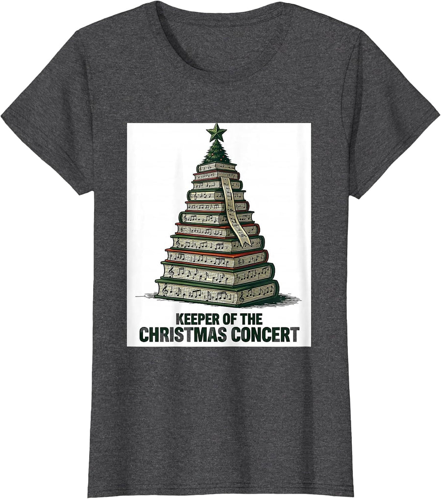Women's Keeper Of The Christmas Concert Festive Music Teacher Gift T-Shirt - Dark Heather Grey