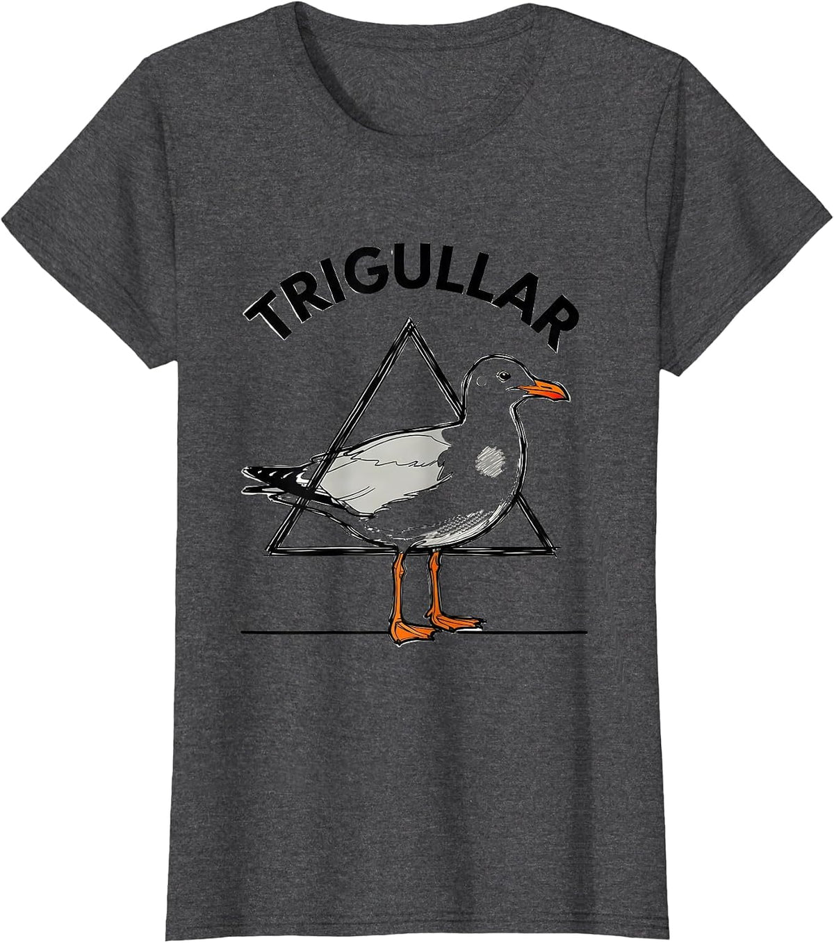 Women's TriGullar Funny Triangle Seagull Bird Pun Math Teacher Humor T-Shirt - Dark Heather Grey