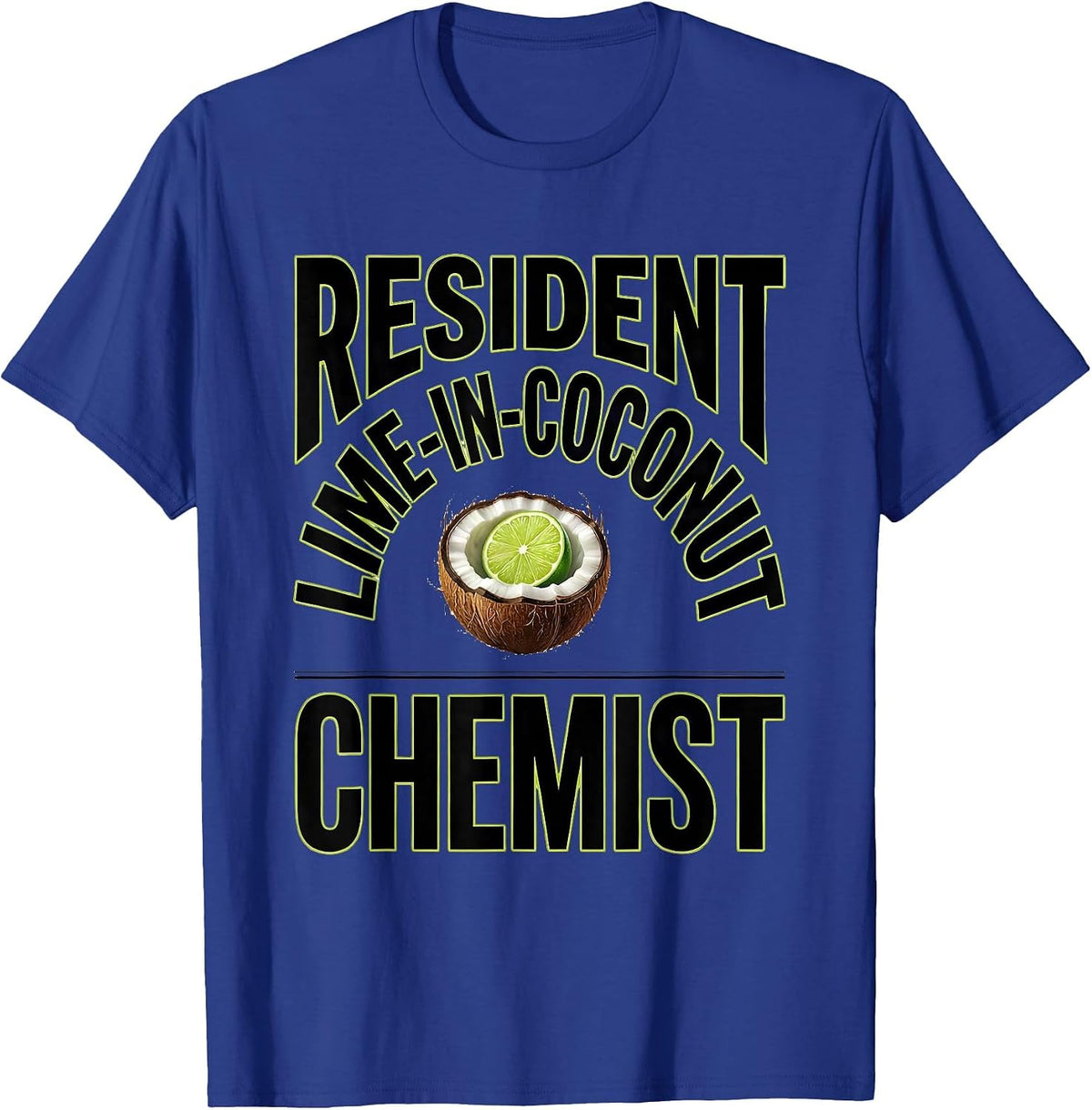 Resident Lime-In-Coconut Chemist Funny Tropical Cocktail T-Shirt - Royal Blue