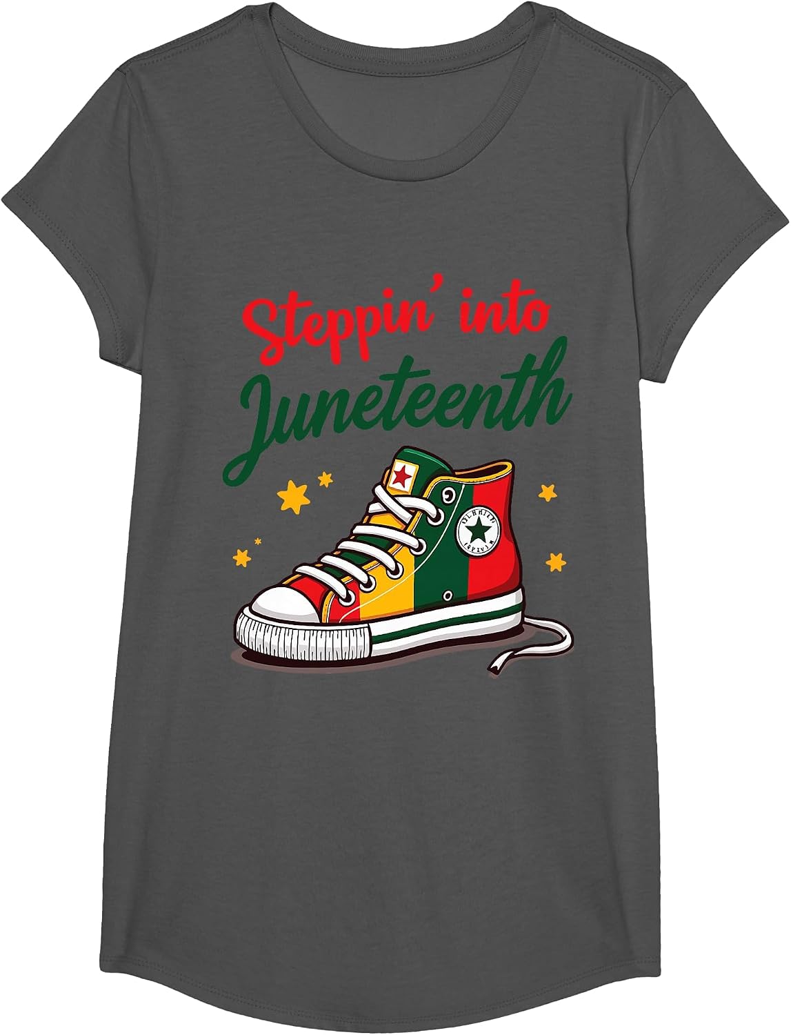 Stepping into juneteenth T-Shirt - Girls Asphalt Grey