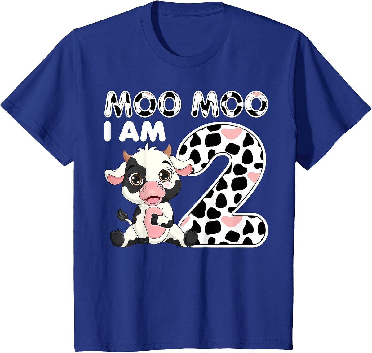 Cow Moo Moo I'm Two - 2 Years Old Cow Lover 2nd Birthday T-Shirt - Royal Blue