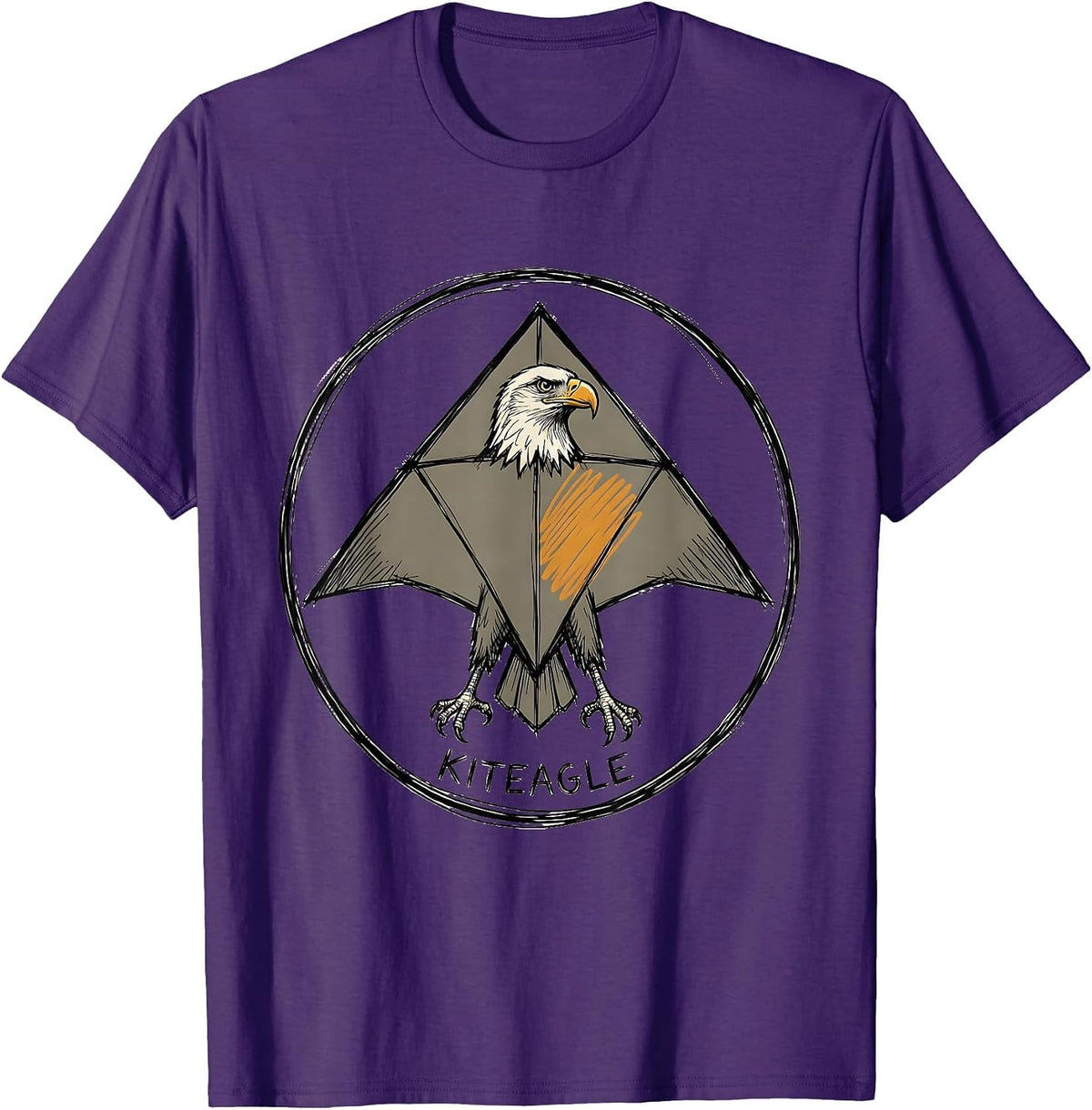 Kiteagle Hand Sketched Bird Pun Funny Math Teacher Humor T-Shirt - Purple