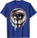 Emo Crying Eye Melting Mascara Graphic T-Shirt - Royal Blue