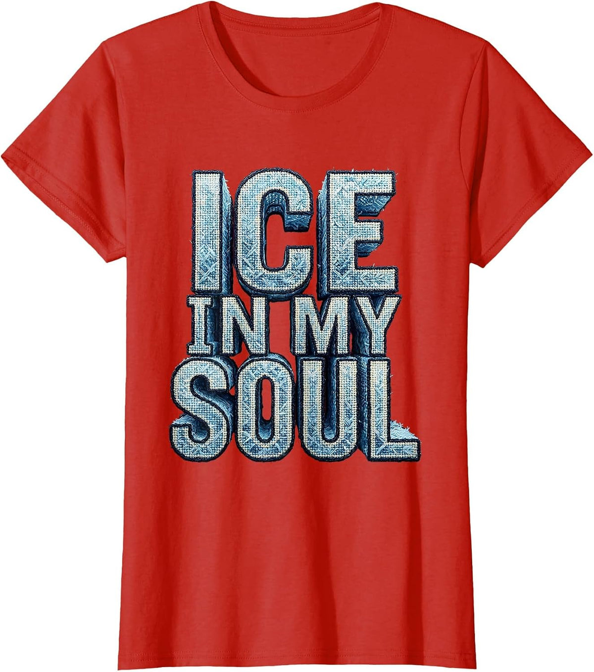 Ice In My Soul Bold Graphic Design T-Shirt - Red