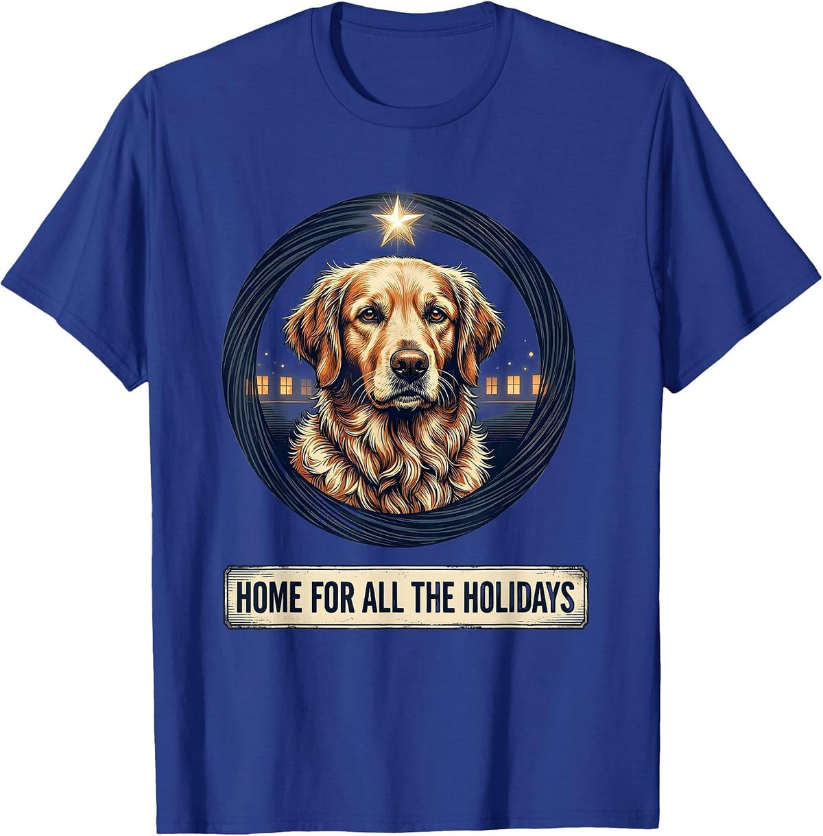 Home For All The Holidays Vintage Flat-Coated Retriever T-Shirt - Royal Blue