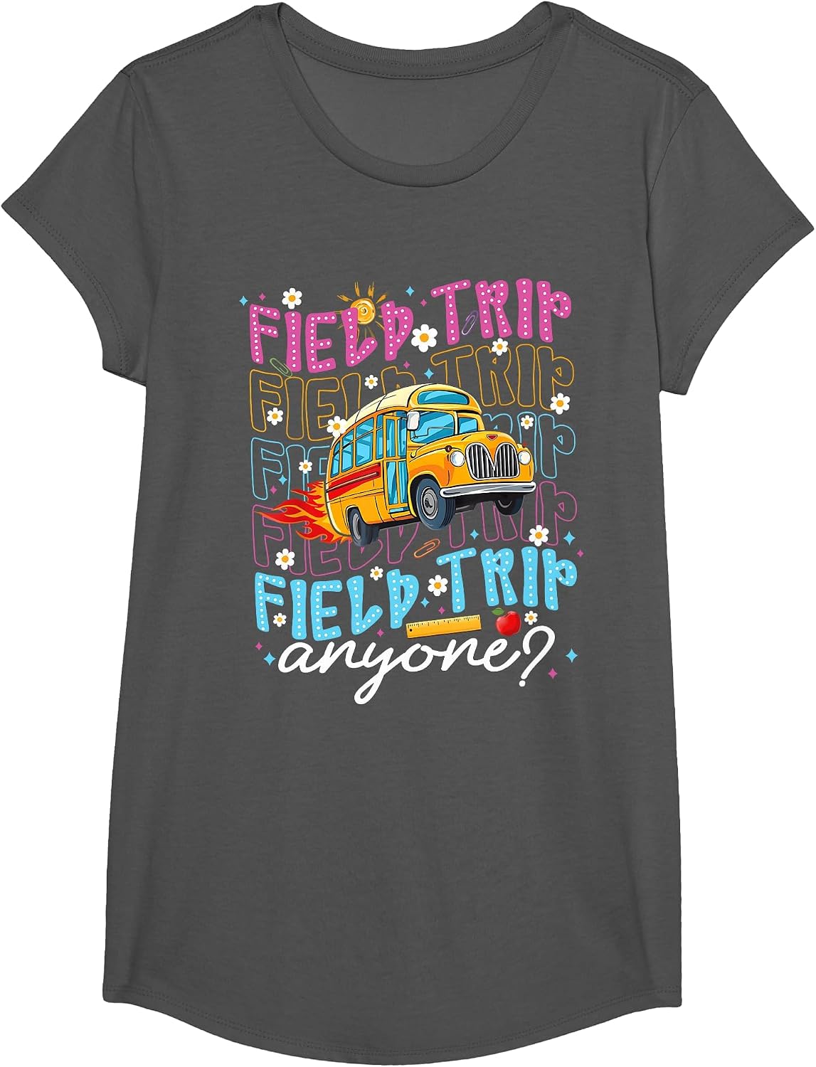 Teacher Student Kids T-Shirt - Girls Asphalt Grey