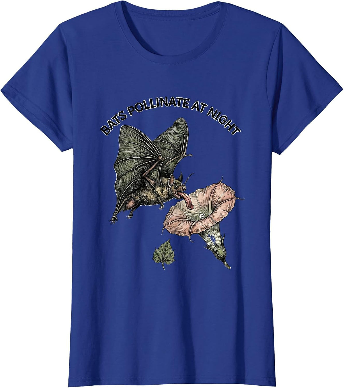 Women's Bats Pollinate At Night Botanical Bat Lover Halloween Nature T-Shirt - Royal Blue