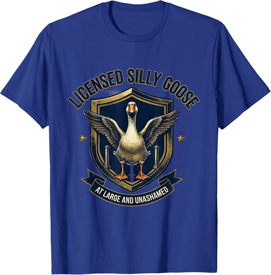 Licensed Silly Goose, At Large And Unashamed Funny T-Shirt - Royal Blue
