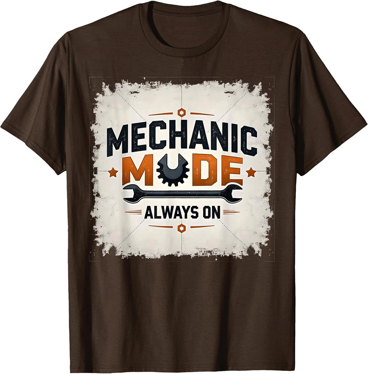 Mechanic Mode Always On Automotive Design T-Shirt - Brown