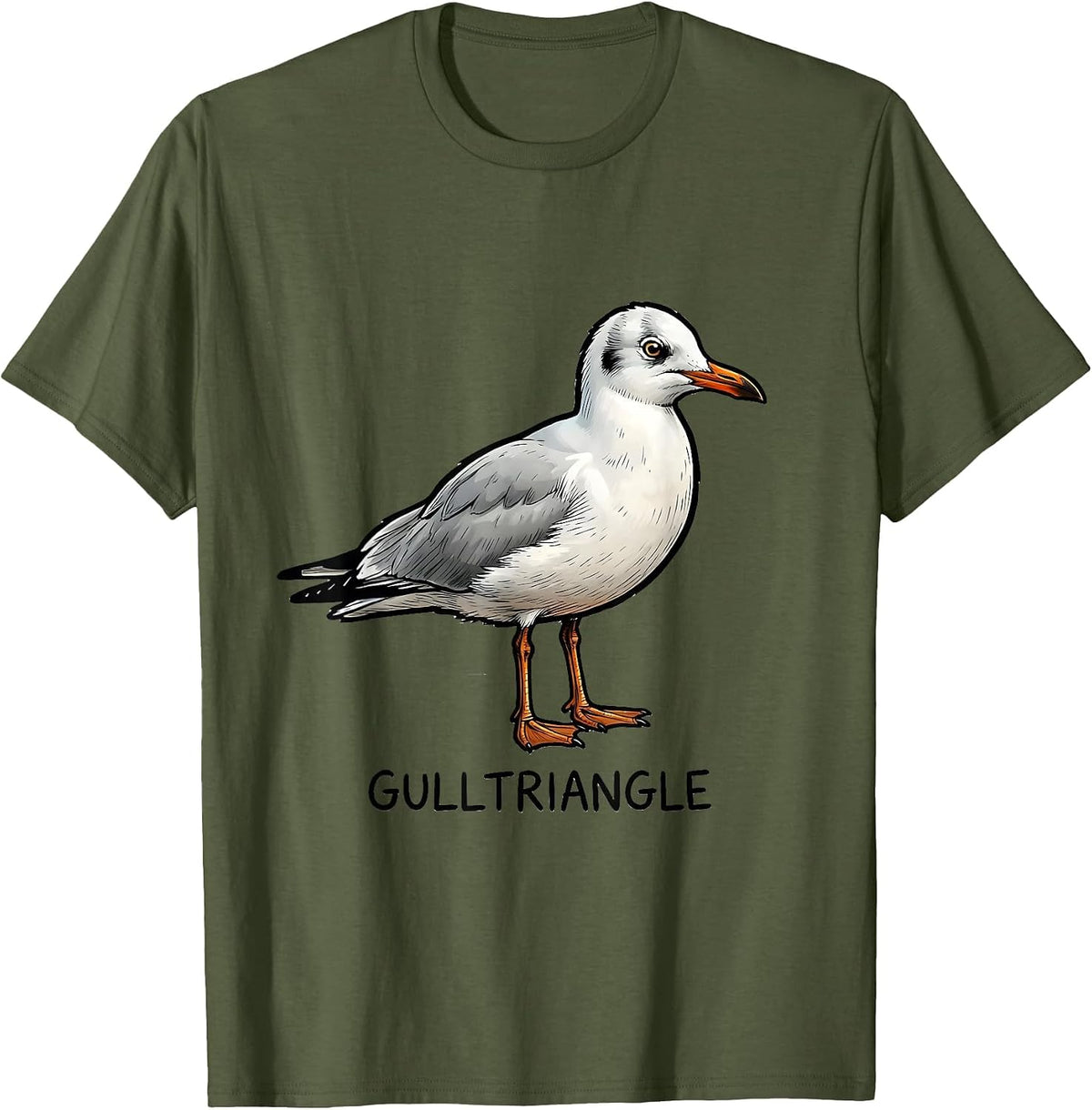 Gulltriangle Funny Bird Pun Math Teacher Geometry Humor T-Shirt - Olive Green
