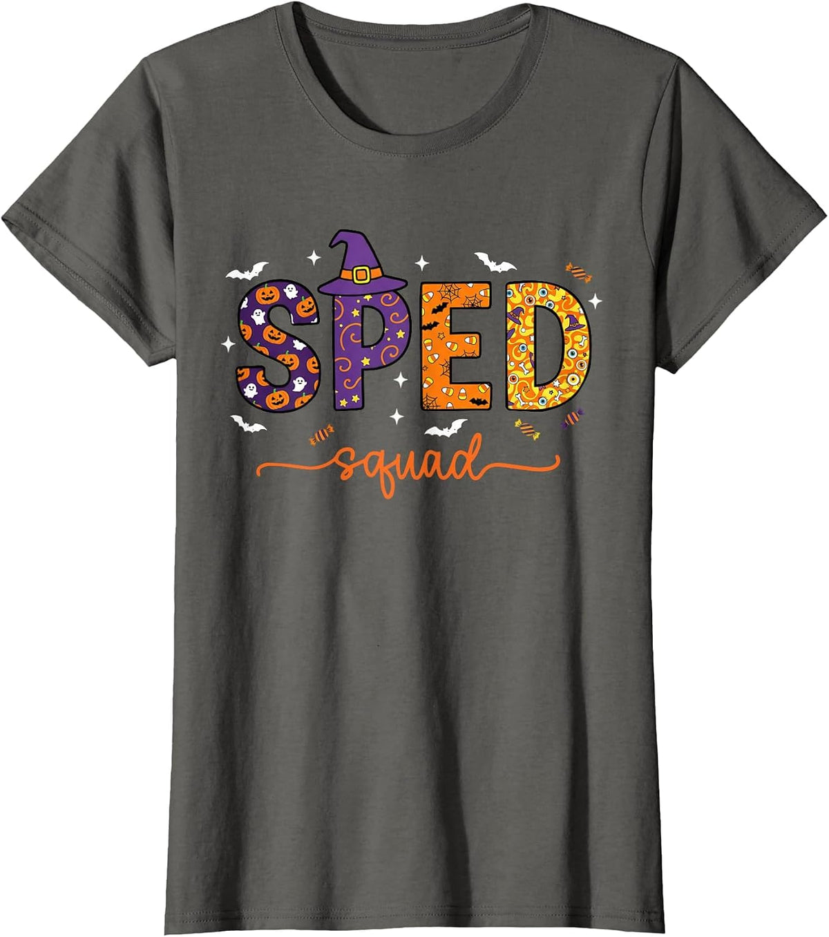 Sped Squad Team Special Education Teacher Halloween T-Shirt - Asphalt Grey