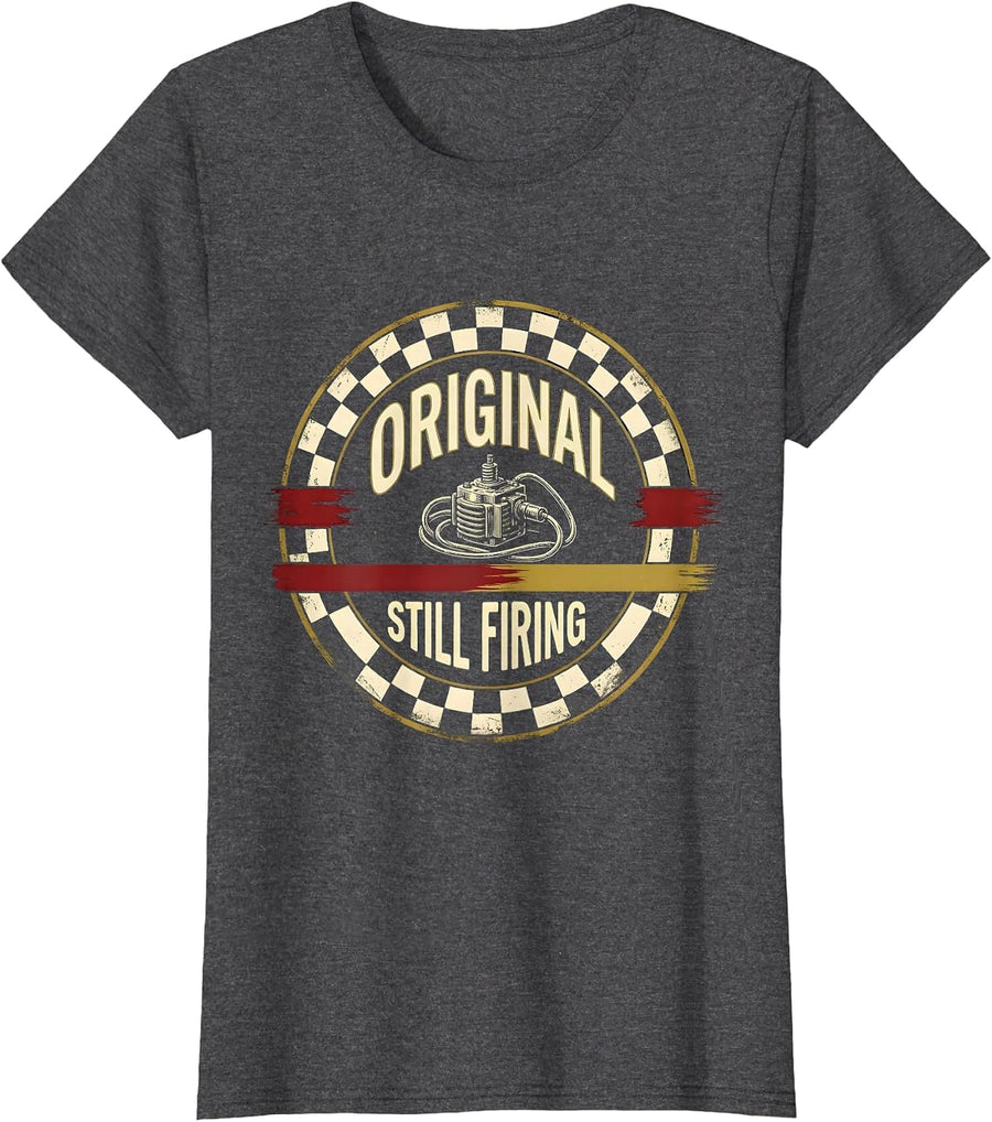 Women's Original Still Firing Vintage Retro Classic Car Racing T-Shirt - Dark Heather Grey