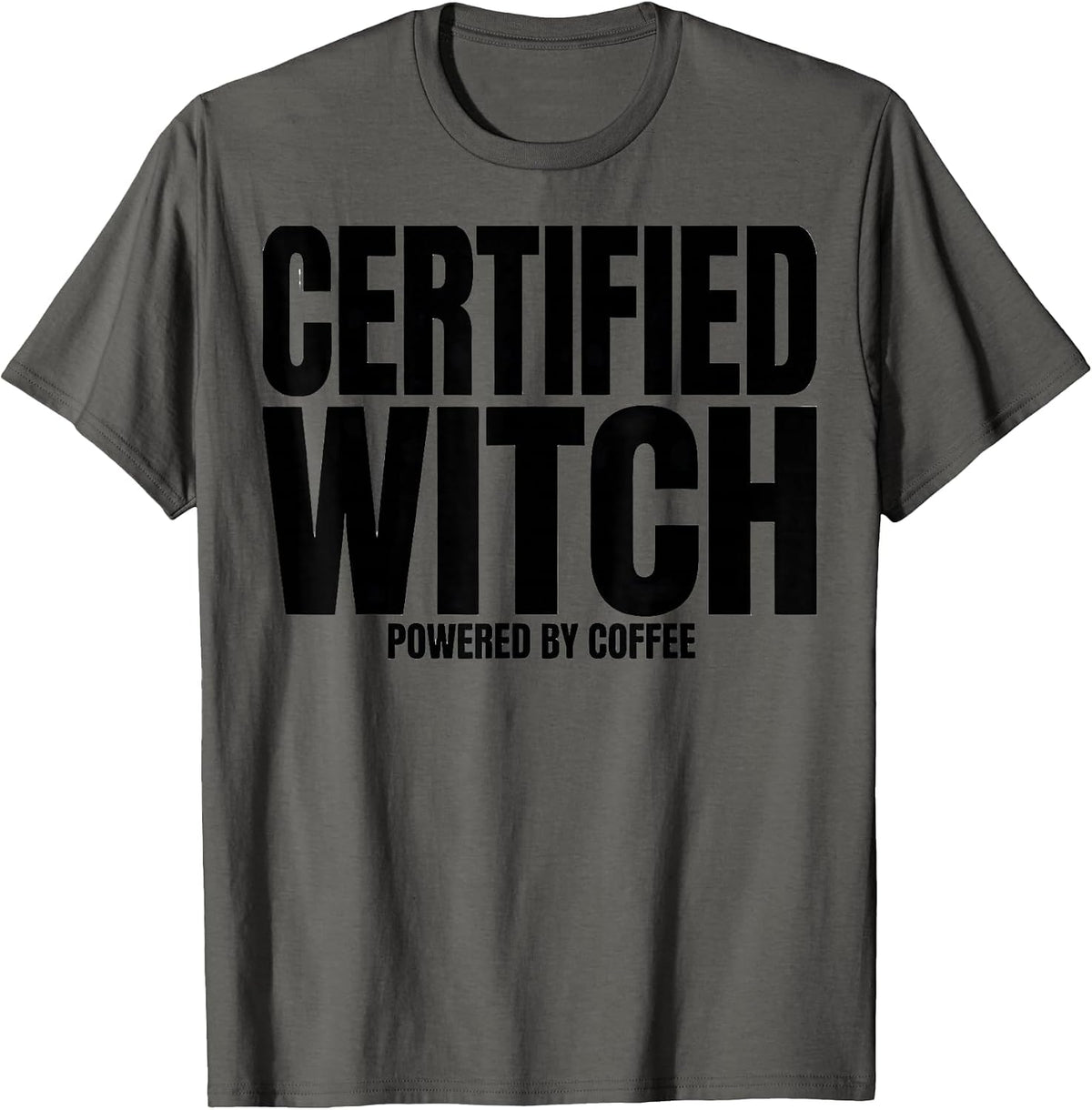 Men's Certified Witch Powered By Coffee Funny Halloween Teacher T-Shirt - Asphalt Grey