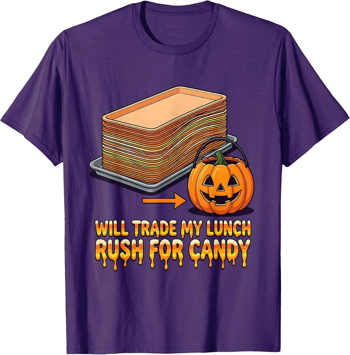 Men's Will Trade My Lunch Rush For Candy Teacher Halloween Humor T-Shirt - Purple