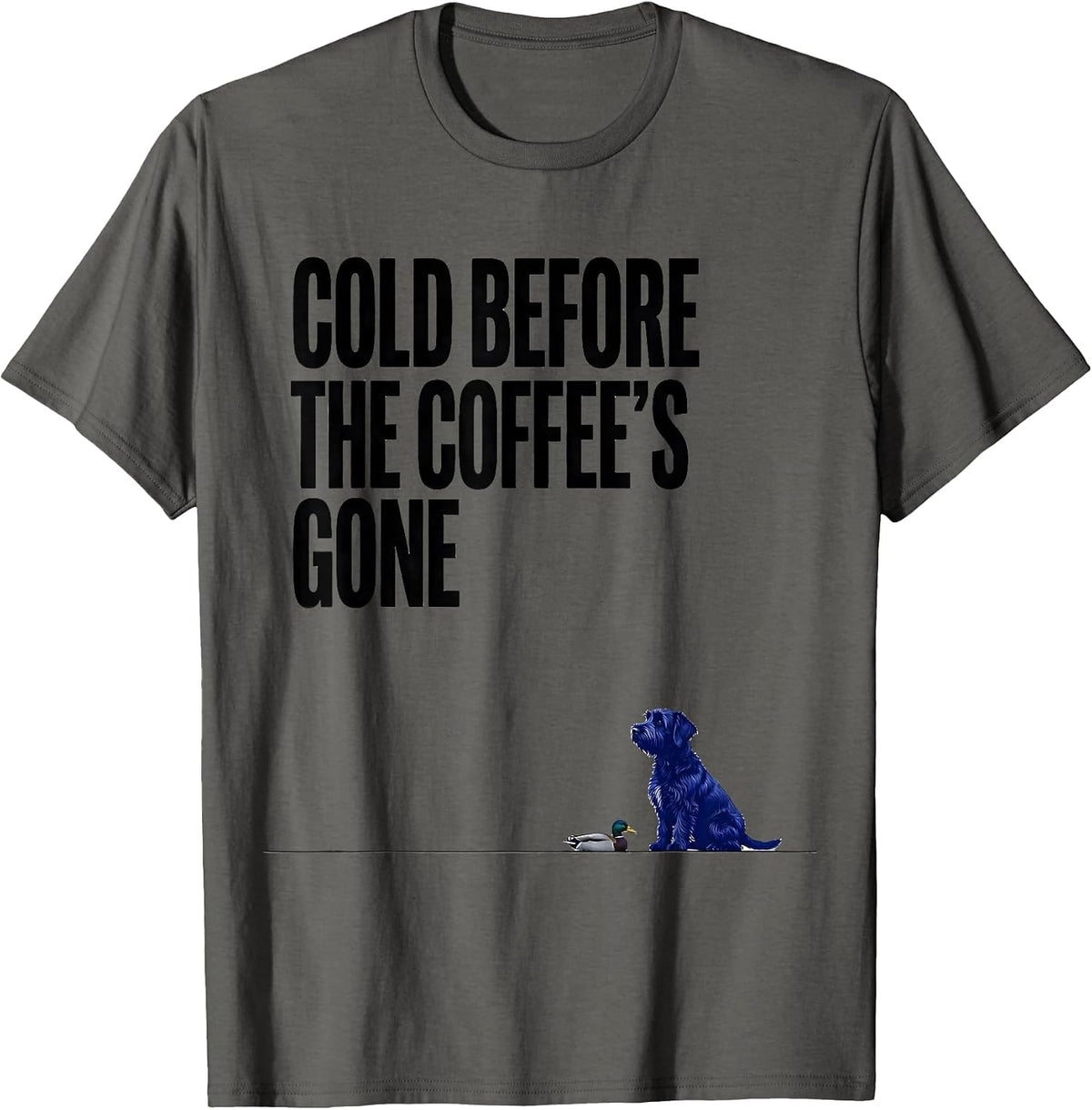 Cold Before The Coffee's Gone Vintage Labrador Duck Hunting T-Shirt - Asphalt Grey