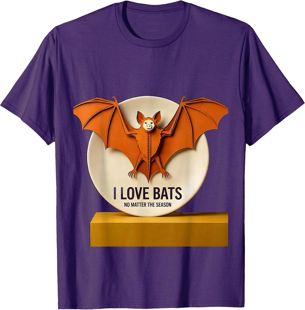 Men's I Love Bats No Matter The Season Vintage Bat Lover Halloween T-Shirt - Purple