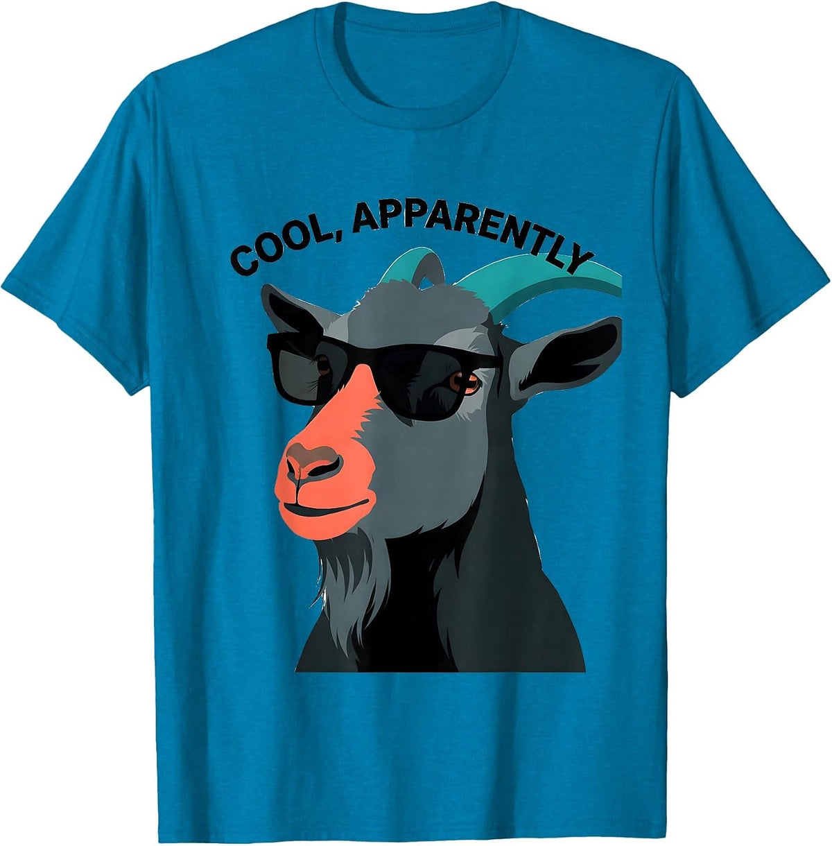 Cool Apparently Flat Vector Goat Wearing Sunglasses Animal T-Shirt - Sapphire Blue