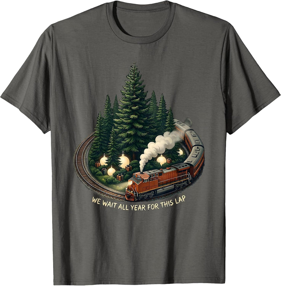 We Wait All Year For This Lap Vintage Train Hobbyist T-Shirt - Asphalt Grey