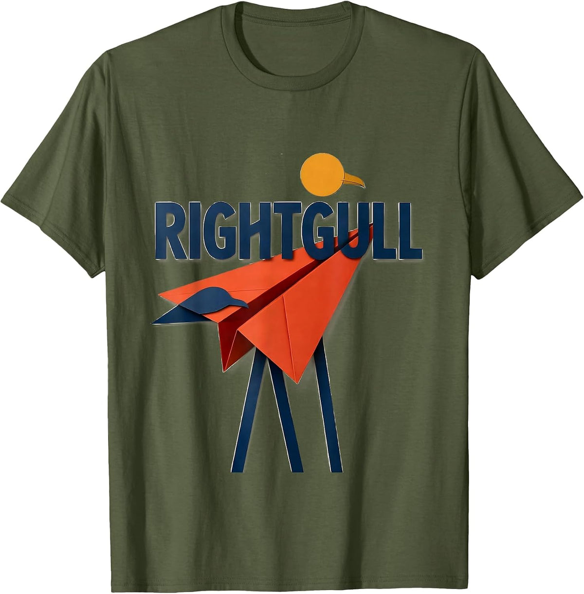 Men's Rightgull Triangle Bird Pun Funny Math Teacher Humor T-Shirt - Olive Green