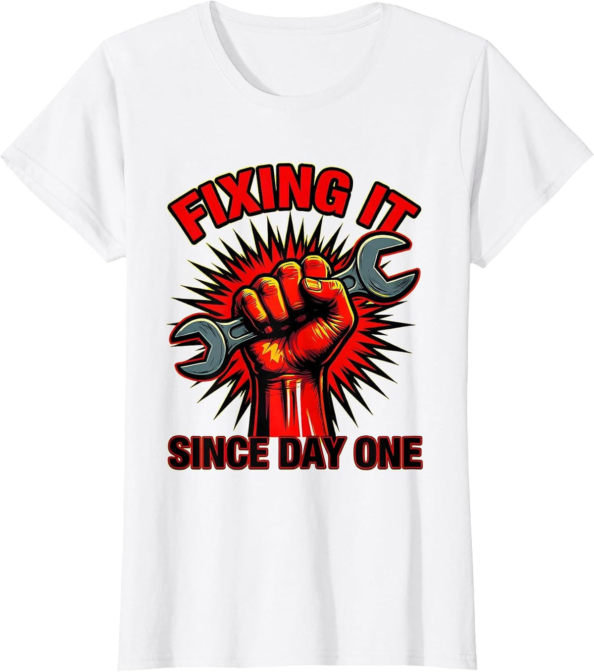Mechanic Fixing It Since Day One Design T-Shirt - White