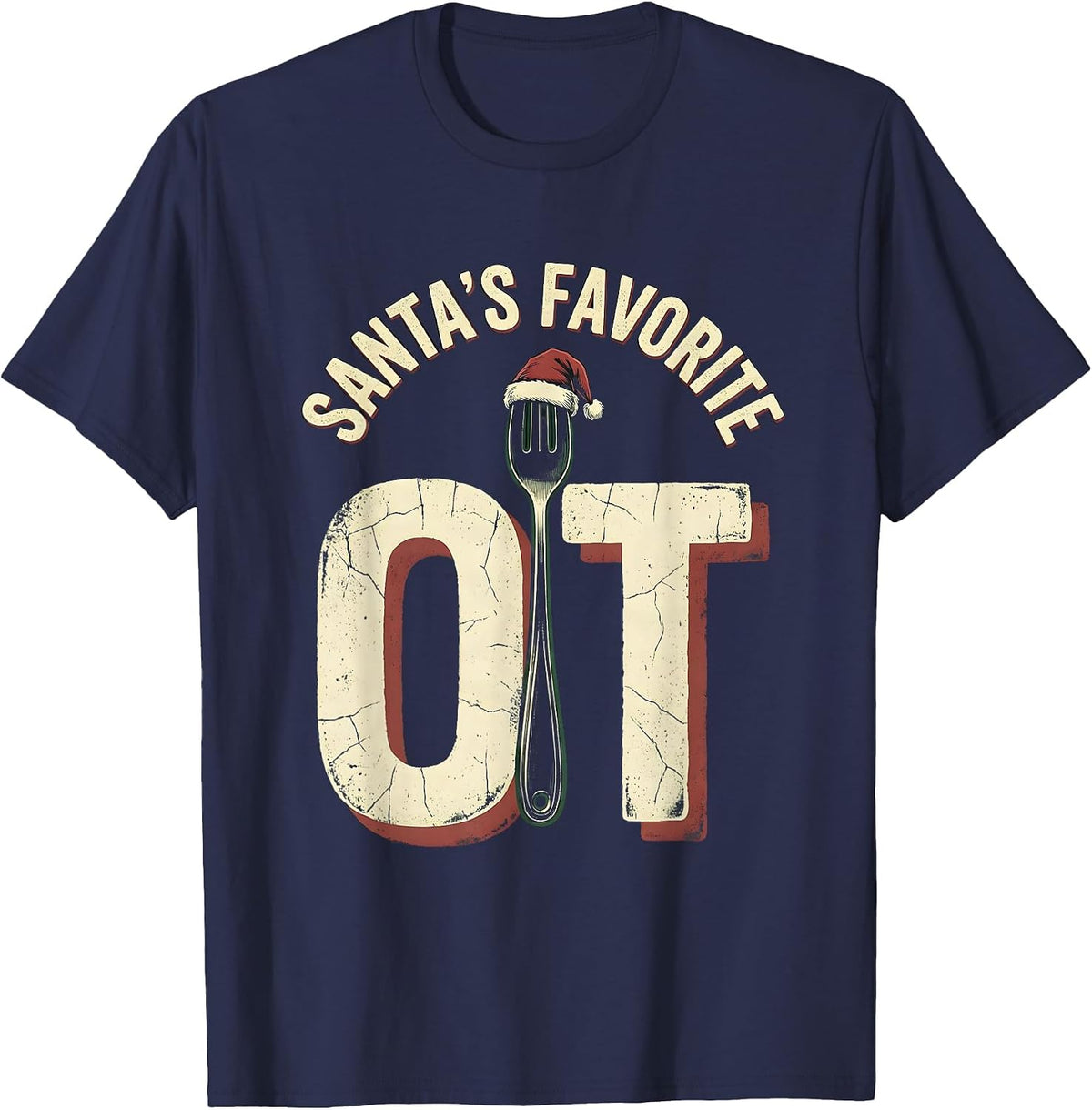 Men's Santa's Favorite OT Distressed Occupational Therapy T-Shirt - Navy Blue
