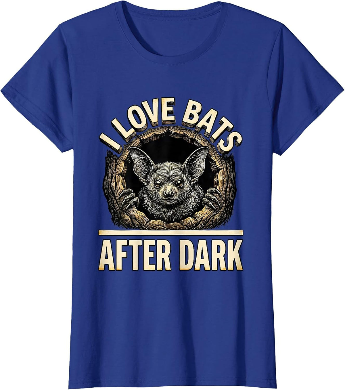Women's I Love Bats After Dark Vintage Bat Lover Halloween Nature T-Shirt - Royal Blue