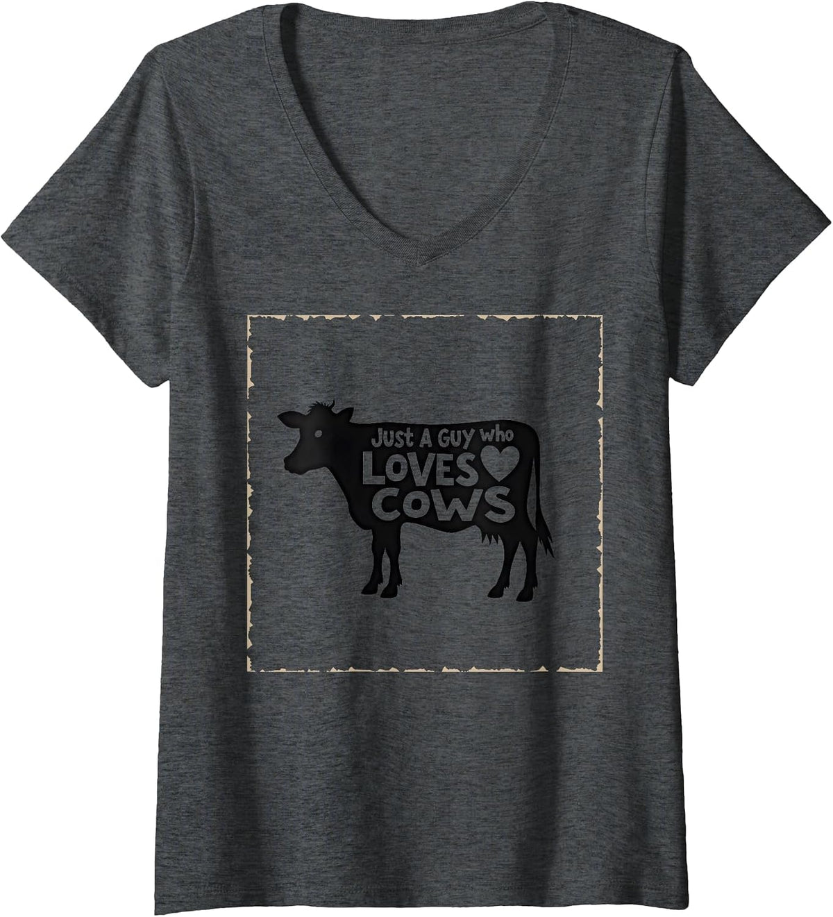 Women's Just A Guy Who Loves Cows - Cow Shirt for Farm Animal Lovers V-Neck T-Shirt - Dark Heather Grey
