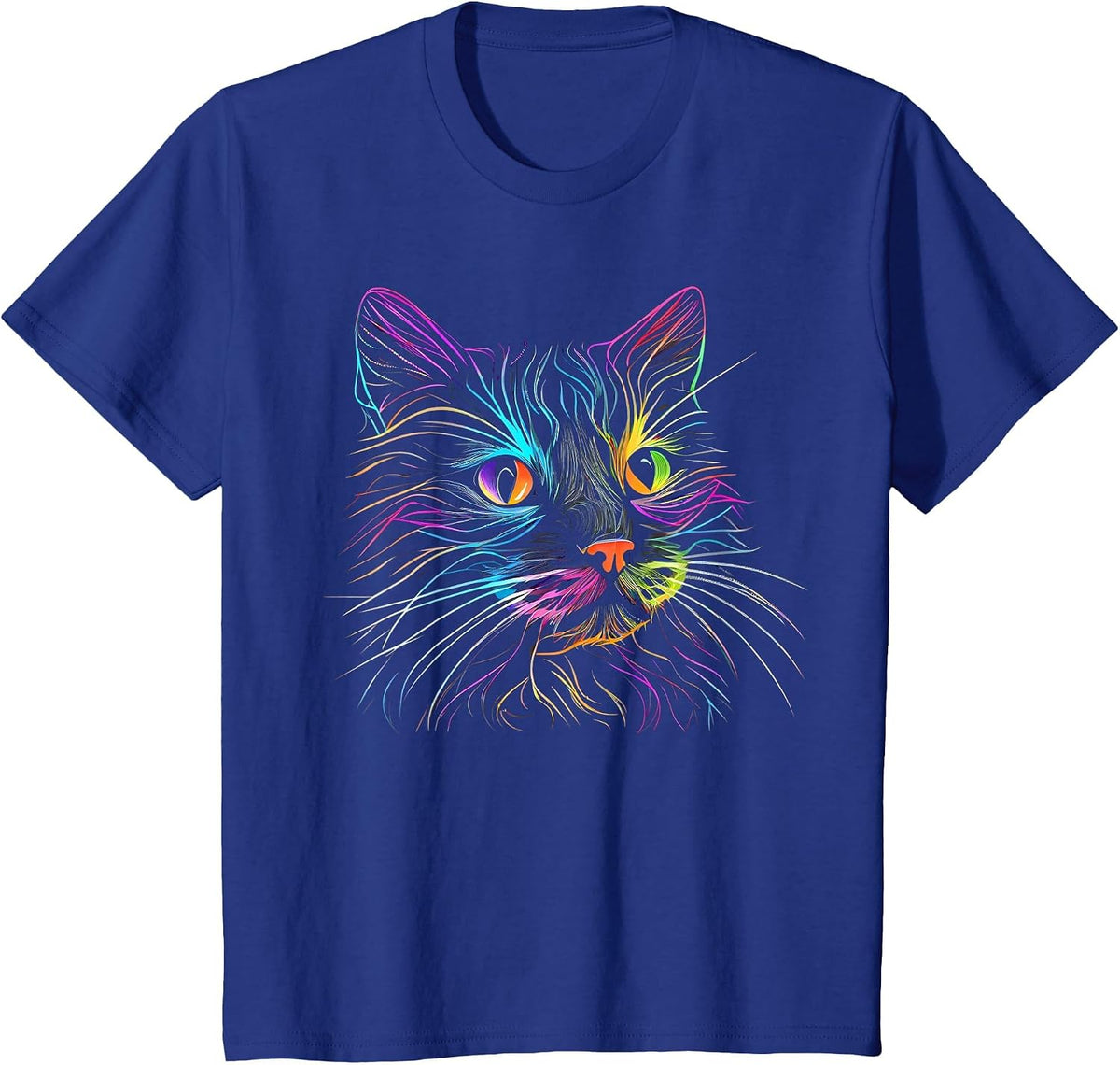 Cats Colorful Cat Cat's Head Catlovers T-Shirt - Royal Blue