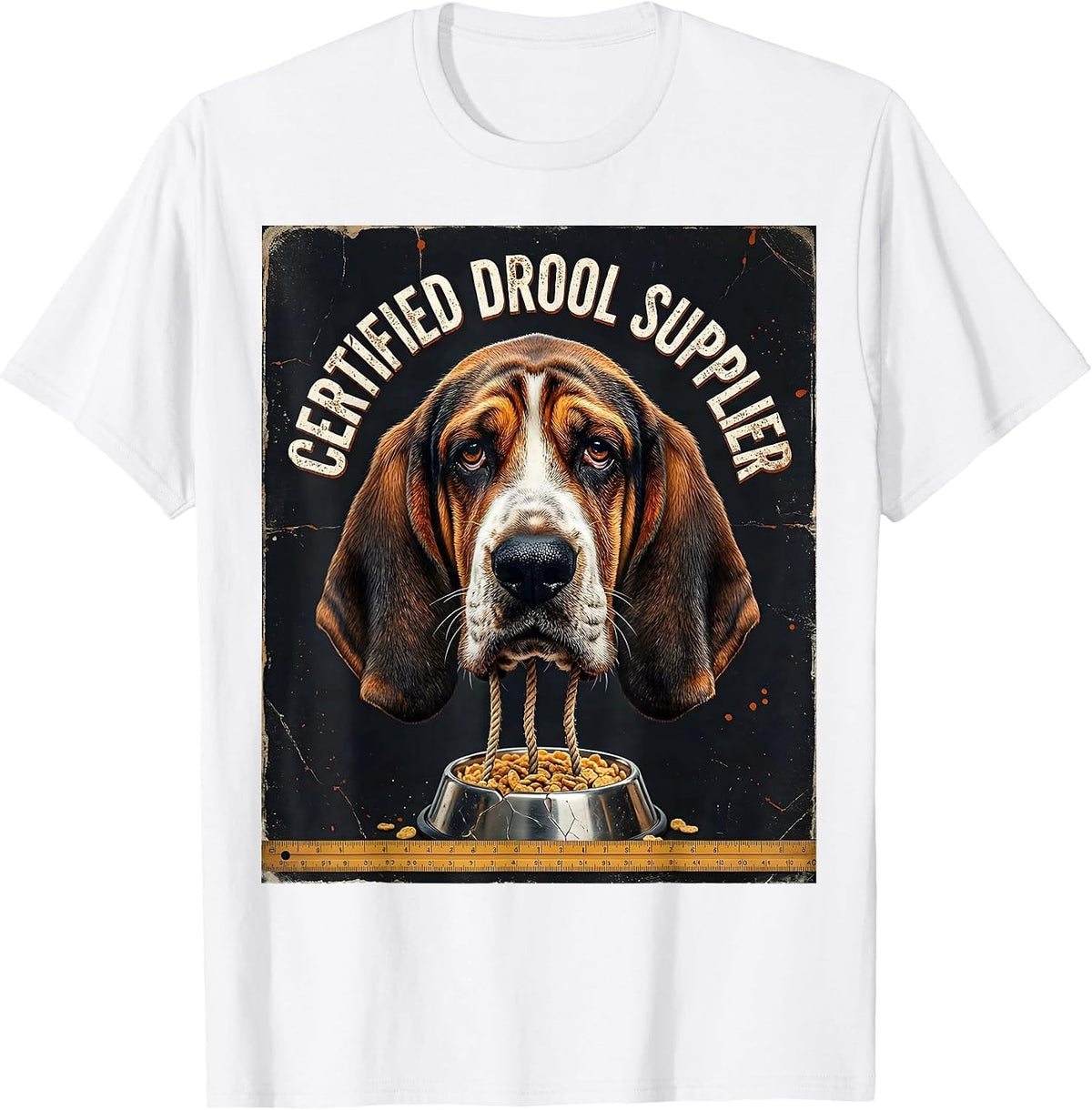 Men's Certified Drool Supplier Distressed Basset Hound Dog Mom Dog T-Shirt - White